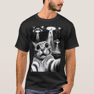Camiseta Gato OVNI Invasão Engraçado Memória Gato RetroAlie