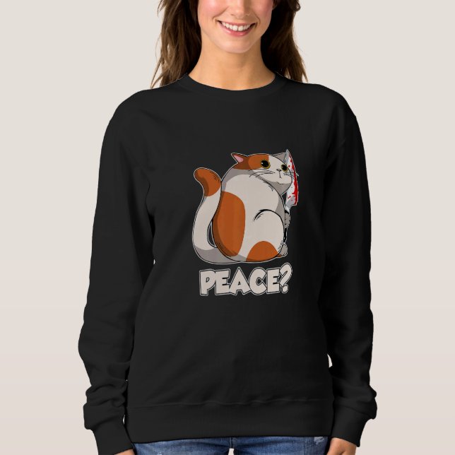 Camiseta Gato Pacífico Gato Assassinato Com Faca   (Frente)