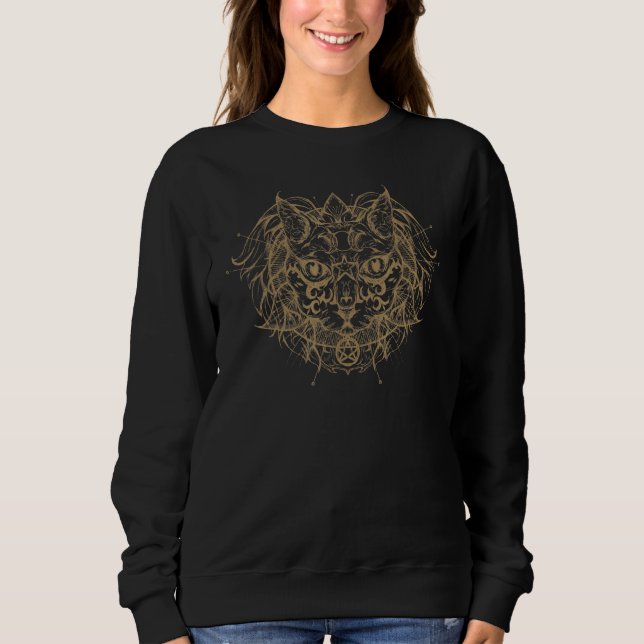 Camiseta Gato Pagan Bruxa Wicca Fases Da Lua Do Wiccan Góti (Frente)