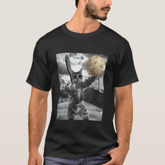 Camiseta Gato Pai Amante de Pickleball Engraçado Dia dos Pa