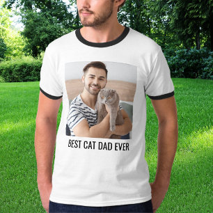 Camiseta Gato Pai Personalizado Branco Preto Família Foto d