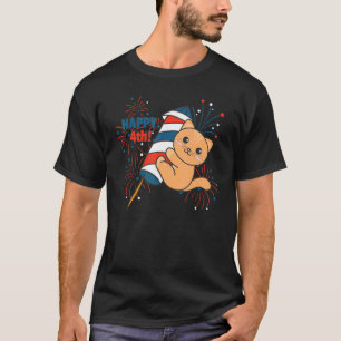 Camiseta Gato Para Fogos de Artifício do Dia 4 de Julho Cri