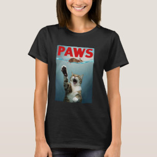 Camiseta Gato Paródia PAWS Rato Gato Engraçado Caça Rato Ga