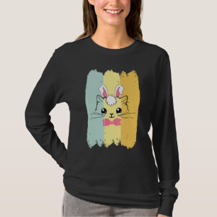 Camiseta Gato Páscoa Coelhinho De Ovos De Páscoa Mulheres