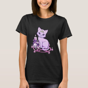 Camiseta Gato Pastel Góthico Sinistro Gato Wicca Estética V