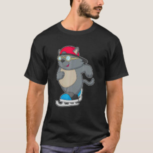 Camiseta Gato Patinação no Gelo Patins Esportes de Inverno