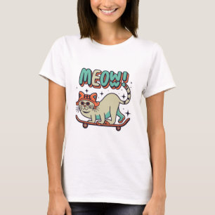 Camiseta Gato Patinando Meow