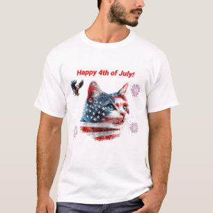 Camiseta Gato Patriótica, Gatinho de Bandeira Amer