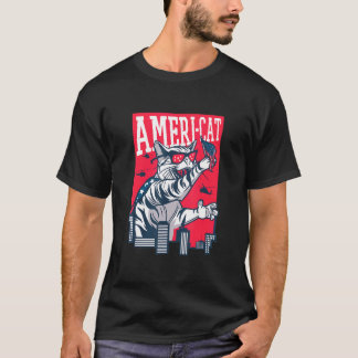Camiseta Gato Patriótico Americano Orgulho Americat 4 De Ju