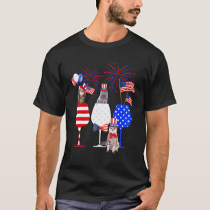 Camiseta Gato Patriótico Bandeira Dos EUA Óculos De Vinho 4