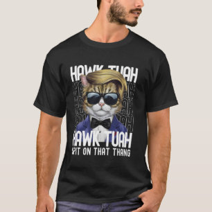 Camiseta Gato Patriótico de 4 de Julho EUA Hawk Tuah Cuspir