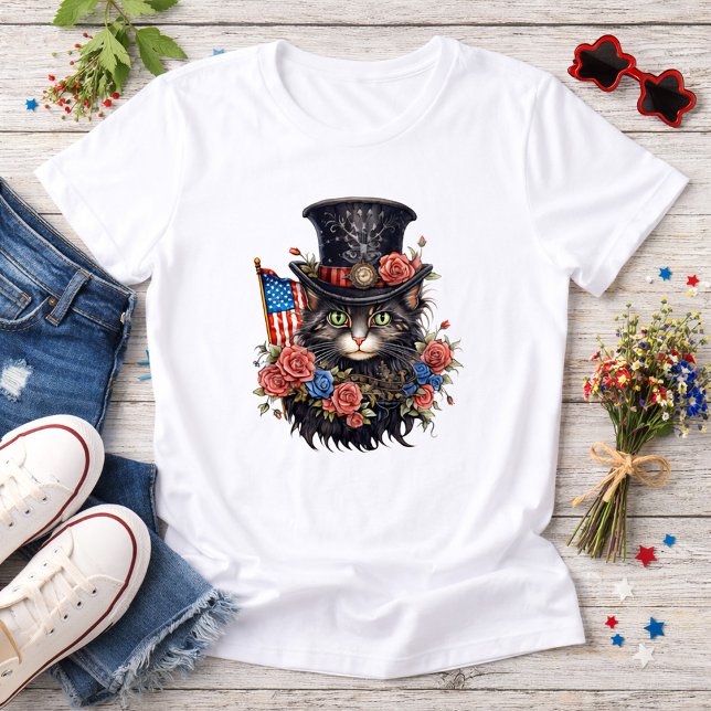 Camiseta Gato Patriótico Estrelado (Criador carregado)