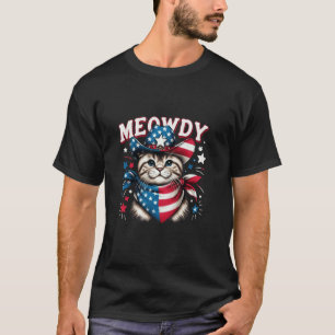 Camiseta Gato Patriótico Meowdy Fofo Cavalheiro Quatro de J