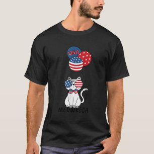 Camiseta Gato Patriótico Meowica 4 De Julho Kitten
