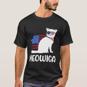 Camiseta Gato Patriótico Meowica 4 De Julho Kitten