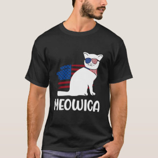 Camiseta Gato Patriótico Meowica 4 De Julho Kitty