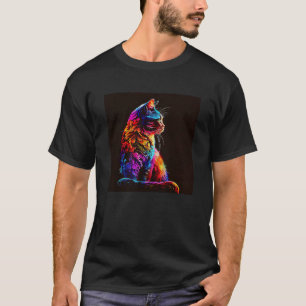 Camiseta Gato Pensando Colorido