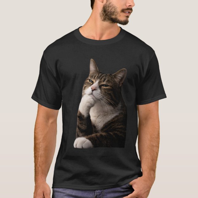 Camiseta Gato Pensativo Engraçado (Frente)