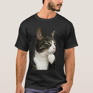 Camiseta Gato Pensativo Engraçado Manga Longa