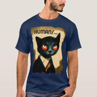 Camiseta Gato Penso Odeia Arte Humana Humorística Para Gato