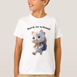 Camiseta Gato pequeno indo para a escola
