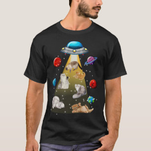 Camiseta Gato Persa Abdução Alienígena OVNI Galáxia Gato