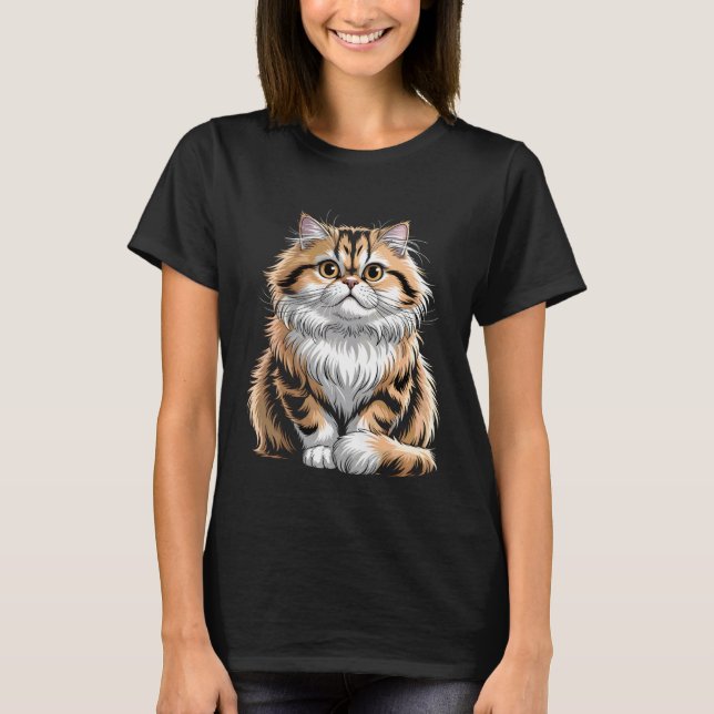 Camiseta Gato Persa Atigrado Fofo (Frente)