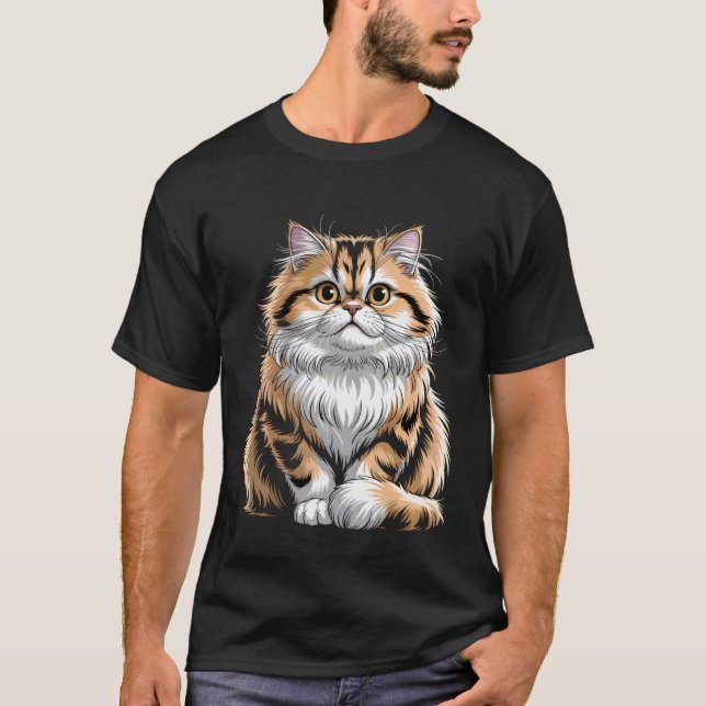 Camiseta Gato Persa Atigrado Fofo (Frente)