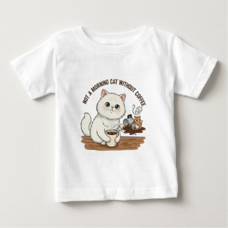 Camiseta Gato Persa Branco Amante de Café