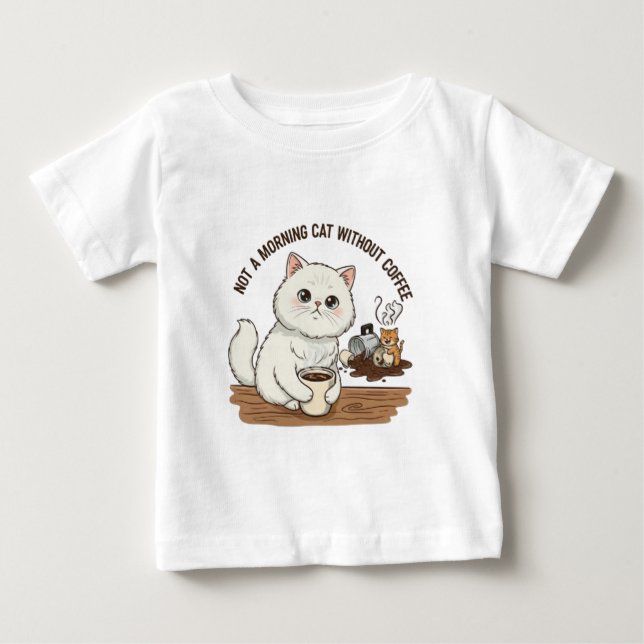 Camiseta Gato Persa Branco Amante de Café (Frente)