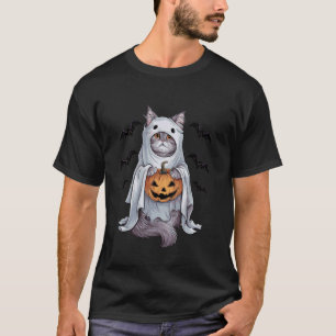 Camiseta Gato Persa Chapéu de Bruxa Abóboras Fantasia de Ha
