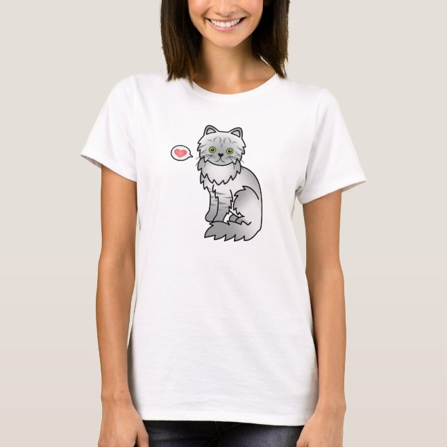 Camiseta Gato Persa Chinchila Tabby Prata Amor (Frente)