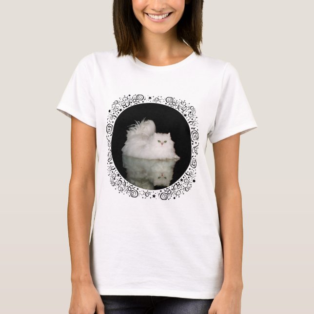 Camiseta Gato Persa com Olhos Verdes Jade (Frente)
