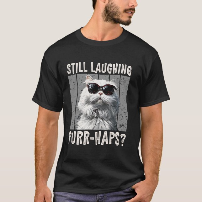 Camiseta Gato Persa CONTINUANDO A RIR TALVEZ QUE LEGAL Pers (Frente)