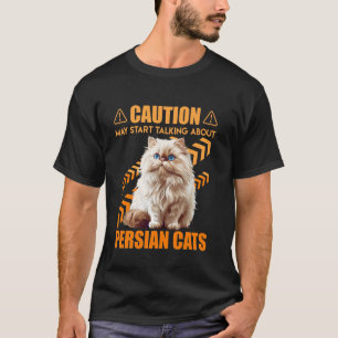 Camiseta Gato Persa CUIDADO PODE COMEÇAR A FALAR SOBRE PÉRS