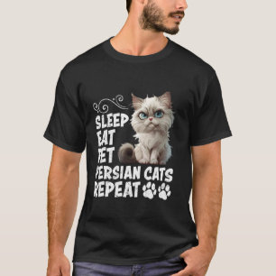 Camiseta gato persa DORMIR COMER ACARICIAR GATOS PERSAS REP
