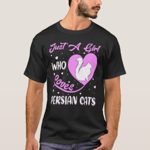 Camiseta Gato Persa em Forma de Coração Apenas Uma Garota q
