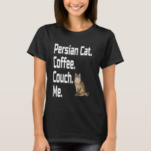 Camiseta Gato Persa Engraçado Café Sofá Eu Amante Mãe Pai A