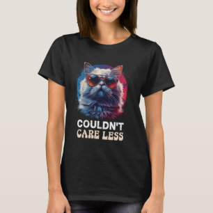 Camiseta Gato Persa Engraçado NÃO PODERIA IMPORTAR MENOS Co