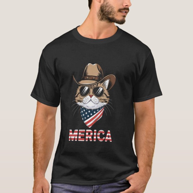Camiseta Gato Persa EUA 'Merica 4 de Julho (Frente)