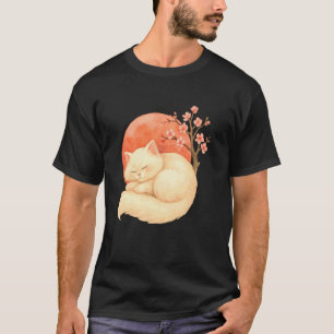 Camiseta Gato Persa Fofo Árvore de Flor de Cerejeira Amante