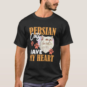 Camiseta Gato Persa GATOS PERSAS TÊM MEU CORAÇÃO Mãe de Gat