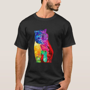 Camiseta Gato Persa Mulher Gato Colorida Gente Persa Colori