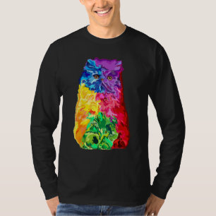 Camiseta Gato Persa Mulher Gato Colorida Gente Persa Colori