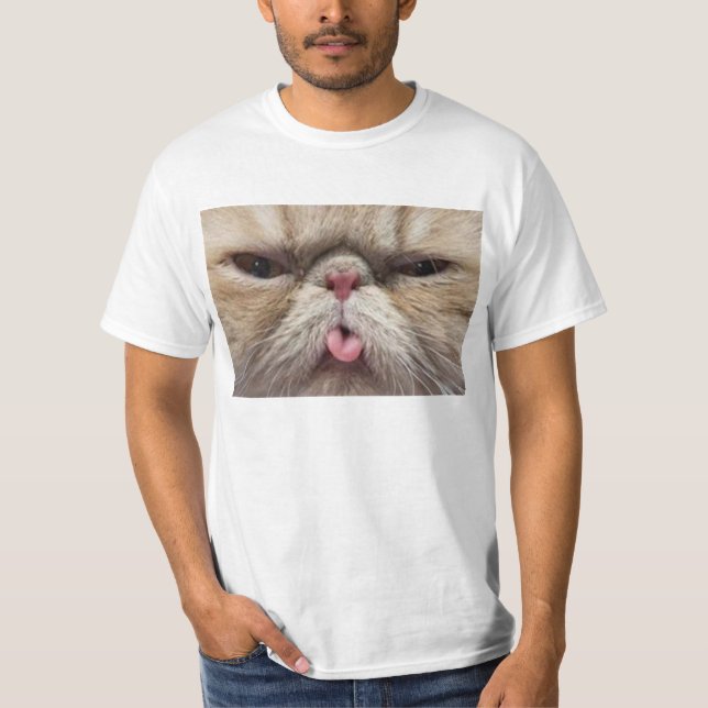 Camiseta Gato persa que cola a língua para fora (Frente)
