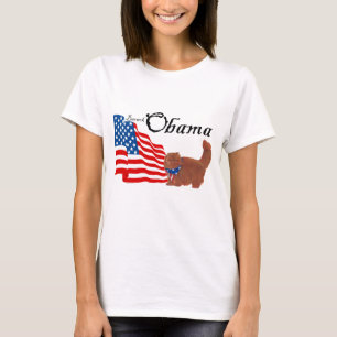 Camiseta Gato Persa Vermelho para Obama