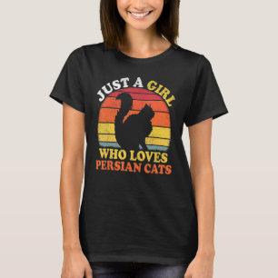 Camiseta Gato Persa Vintage Só Uma Garota Que Ama Persa