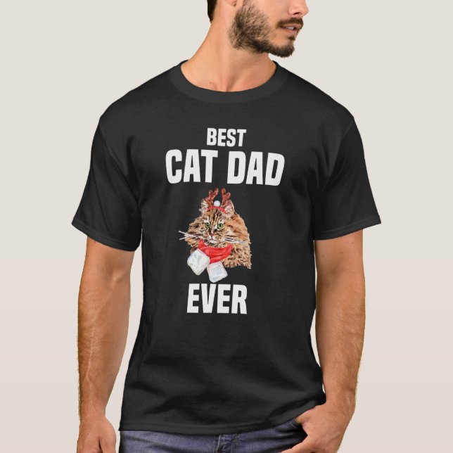 Camiseta Gato Pérsico bonito com fantasia de rena Melhor Ga (Frente)
