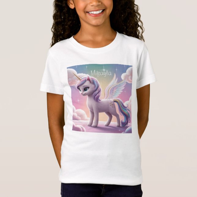 Camiseta Gato Personalizado do Arco-Íris Unicórnio (Frente)
