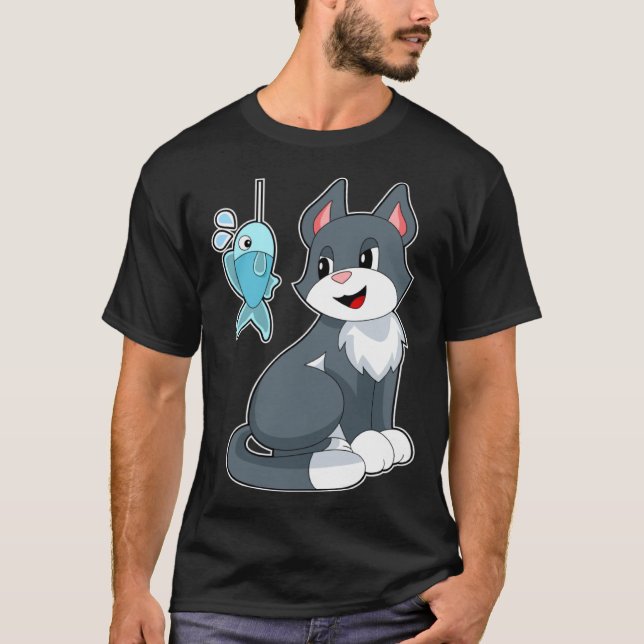 Camiseta Gato Pescador Peixe Pescando (Frente)